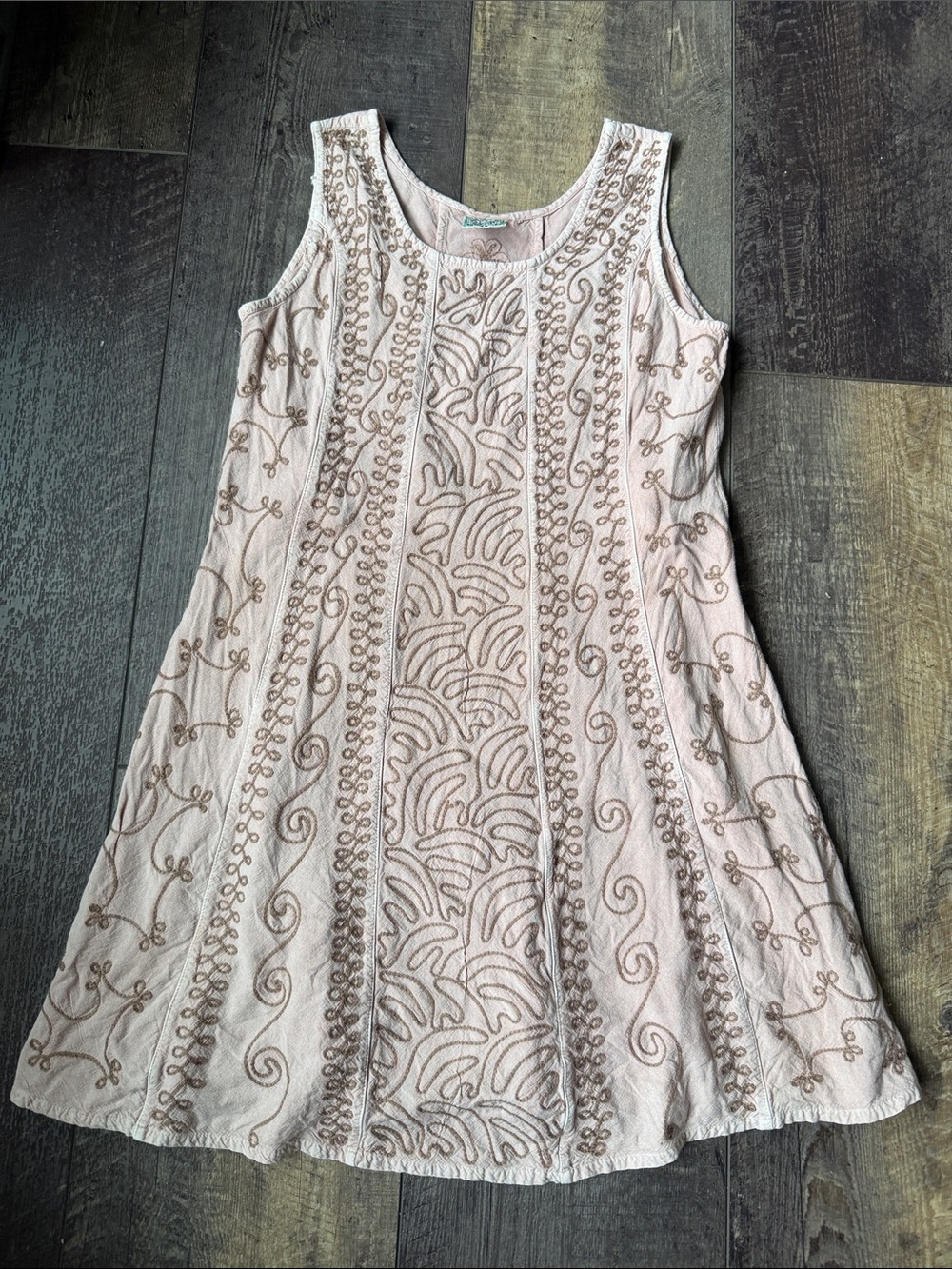 Sacred Threads Blush Pink Embroidered Mini Dress